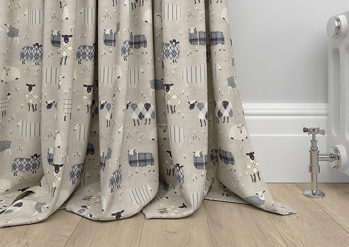 Baa Baa, Charcoal - Made to Measure Curtains - Image 6